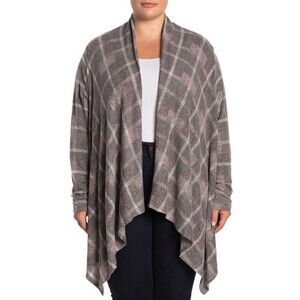 Bobeau women's Long Sleeve Knit Sweater Cardigan in Berry Plaid Size M $180